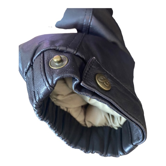 Vintage EDDIE BAUER Mens XL Brown Leather and Down winter zip jacket - Picture 12 of 16